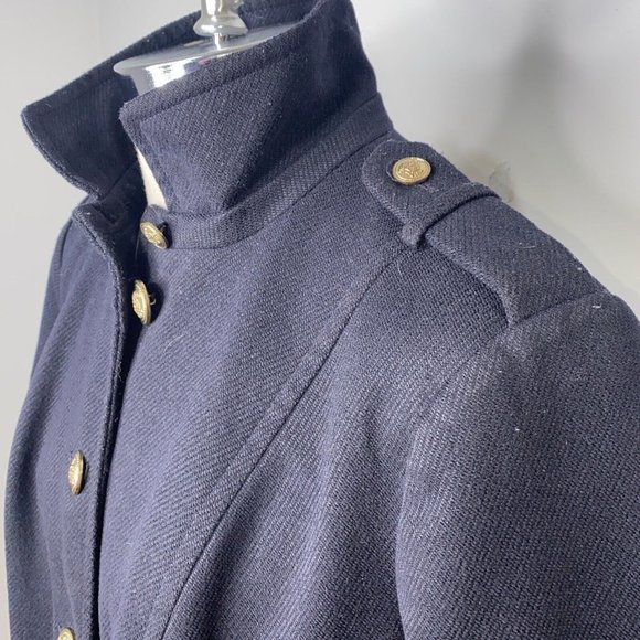 Coldwater Creek Womens Blue Coat XL 16 Military Gold Buttons Zipper Pockets - Picture 5 of 7